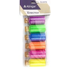 
          Блёстки для декора Alingar, 90 гр, 6 цветов, "Ассорти НЕОН" (жел,роз,оранж,син,зел,фиол), стеклянные баночк, европодвес