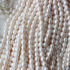 Жемчуг натуральный речной, рис, 7,9-10,1 мм, 1 нить, Ж028