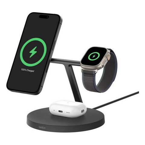 Беспроводная зарядка Belkin BoostCharge Pro 15W 3-in-1 Wireless Charging Stand , Qi2, черный