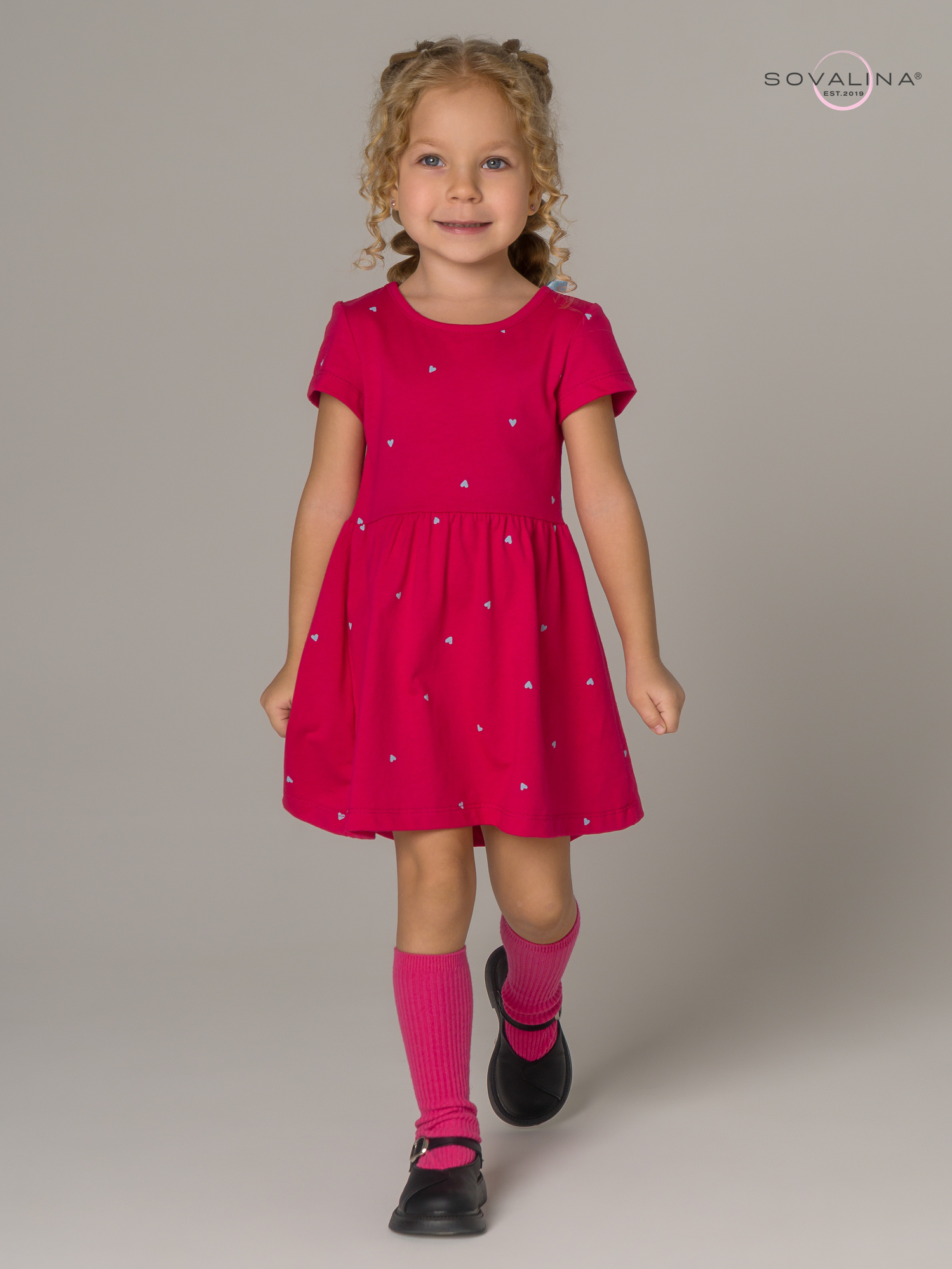 Платье Лето сердечки малина