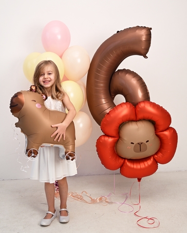 Сет гелиевых шаров Капибара цветочек