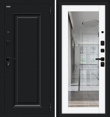 Входная дверь в квартиру с зеркалом Браво (Bravo) Флэш SBlack Букле черное/White Silk
