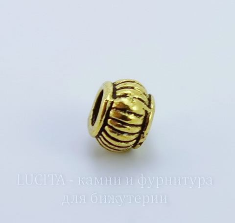 Бусина металлическая "Фонарик" 7х5 мм (цвет - античное золото), 10 штук