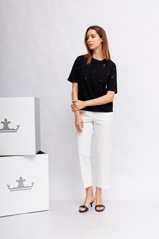 LUISA CERANO Футболка хлопковая с аппликациями и вышивкой