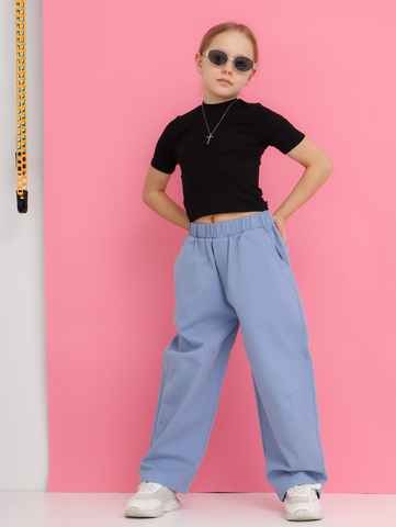 Брюки багги деним, голубые