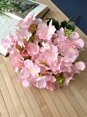 Гортензия искусственная, букет 7 веток - 7 голов, цвет нежно розово-персиковый, 37 см, набор 2 букета