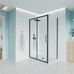 Veconi E-SP-B-90-01-C9 Боковая панель ст. прозр.,6мм(880-900/1950, черн.мат.) фото