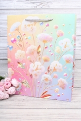 Пакет подарочный M вертикальный, Цветы прелесть, 26*32*12 см (Д*В*Ш), 1 шт.