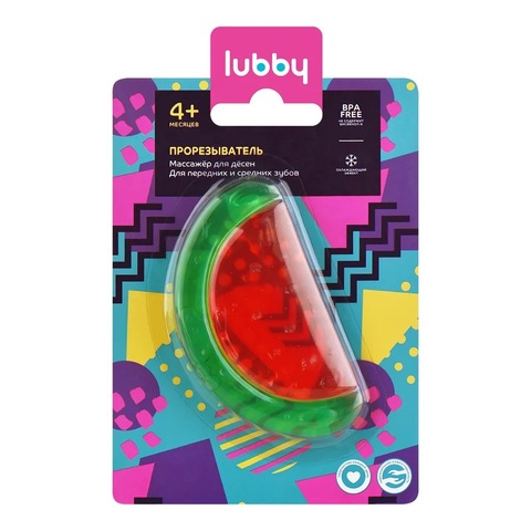 LUBBY Прорезыватель с охлаждающим эффектом “Долька арбуза», 4+