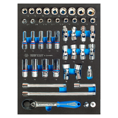 KING TONY (9-3544MRV) Набор торцевых головок 3/8" с принадлежностями, ложемент, 44 предмета