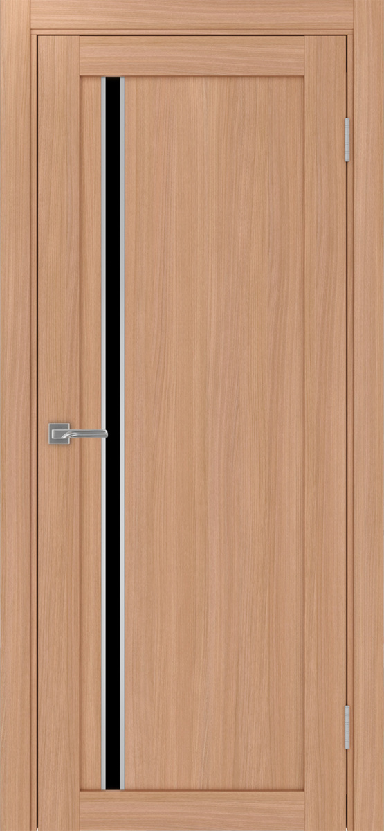 Дверь межкомнатная Оптима Порте Турин 527.121 АПС молдинг SC, цвет темный ясень, экошпон, стекло лакобель черное