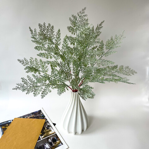 Туя искусственная зелень, силиконовые веточки, цветы для декора, пепельная 47 см, набор 1 букет