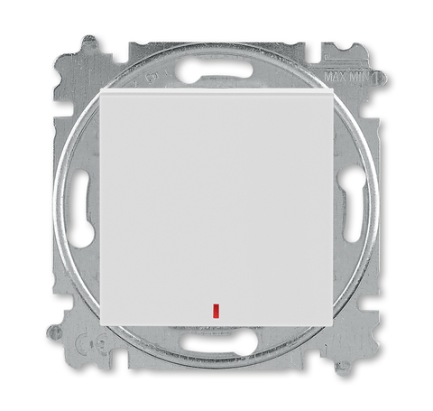 Выключатель/переключатель одноклавишный с контрольной подсветкой LED красного цвета на 2 направления(проходной). Цвет Серый / белый. ABB. Levit(Левит). 2CHH592545A6016