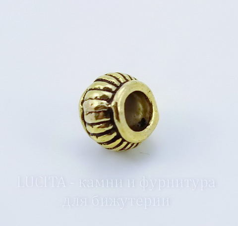 Бусина металлическая "Фонарик" 7х5 мм (цвет - античное золото), 10 штук