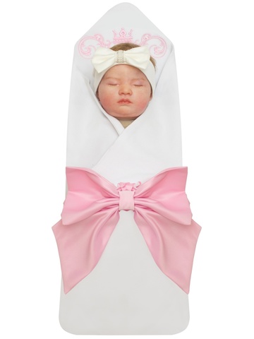 Плед-конверт хлопковый с вышивкой и бантом "Королевский"