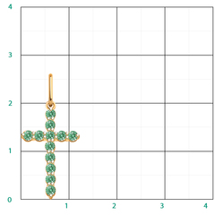 3151sw8- Крестик из золота 585 пробы с фианитами LUX Fancy Light Green
