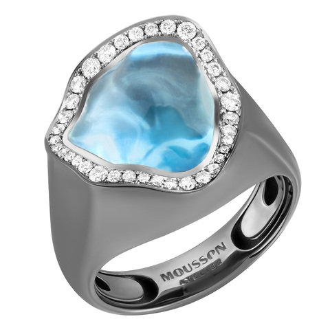 Кольцо с Акамарином и Бриллиантами, R0030-26/1