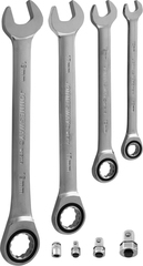 Jonnesway W45508S Набор ключей гаечных комбинированных трещоточных с аксессуарами на держателе, 10-19 мм, 8 предметов 48880