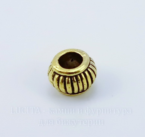 Бусина металлическая "Фонарик" 7х5 мм (цвет - античное золото), 10 штук