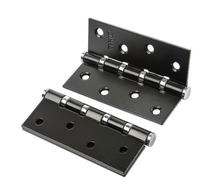 Петли (комплект) врезная универсальная без колпачка Ренц IN100-4BB FH B/CP (2шт), цвет черный/хром (гарантия - 12 месяцев)