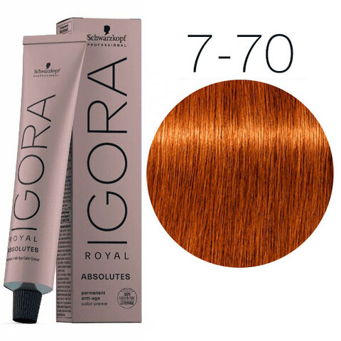 Schwarzkopf Igora Absolutes 7-70 (Средний русый медный натуральный) - Стойкая крем-краска для окрашивания зрелых волос