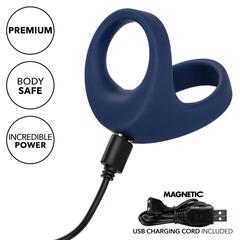 Синее эрекционное виброкольцо Rechargeable Max Dual Ring - 