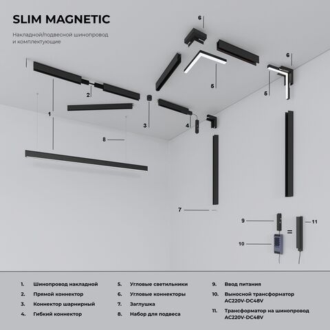 Шинопровод магнитный Elektrostandard Slim Magnetic 85127/00 черный 3м