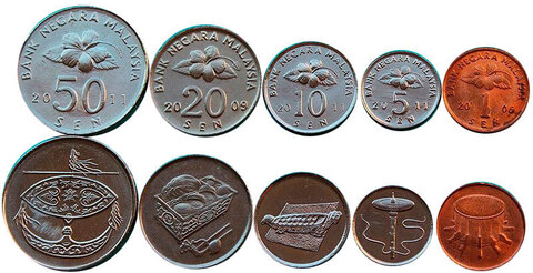 Набор монет Малайзии  5шт.