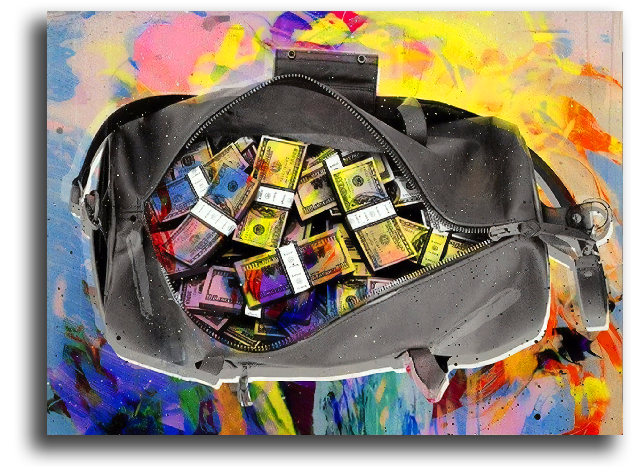 Art bag. Сумка с деньгами. Сумка с деньгами картина. Деньги в сумочке. Картина чемодан с деньгами.