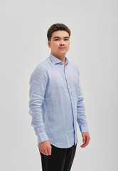 Рубашка мужская Лен LIGHT BLUE