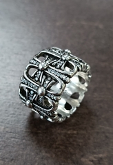 50819- Кольцо широкое Кресты с фианитами CEMETERY RING CHROME HEARTS