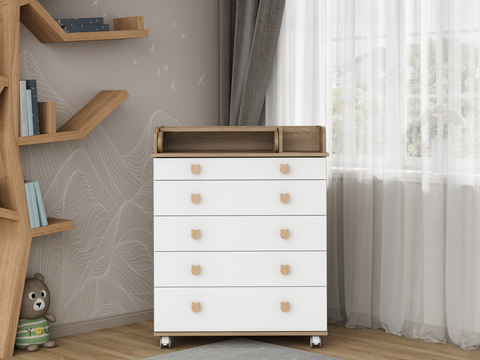 Комод с откидным пеленальным столиком Incanto Мишка цвет белый/дуб