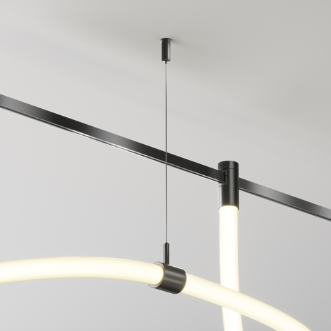 Потолочный коннектор с тросовым подвесом Tau в шинопровод Maytoni Flarity черный TRA154CSW-1B