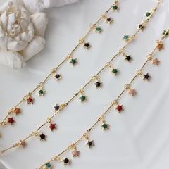 Цепочка с цветными звездами 6 мм, позолота, 50 см, А055