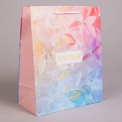 Пакет подарочный M вертикальный, Акварель, МИКС, 26*32*13 см (Д*В*Ш), 1 шт.