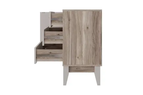 Комод Скандика со створкой и ящиками КМ-12 дуб смоки / кашемир