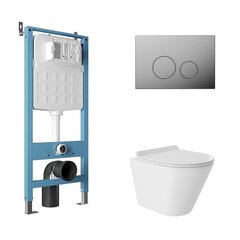 Aqueduto AQDS118T AQD комплект: TECNICA Novo Система инсталляции для подвесного унитаза, CIRCULO Панель смыва, хром, CONE Tornado S Унитаз подвесной 480*360 безободковый, Tornado, сиденье с микролифтом, белый глянцевый фото