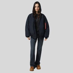 Бомбер Alpha Industries MA-1 Hooded Logo Oxford Replica Blue (Синий)