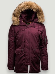 Куртка Аляска Slim Fit N-3B (бордовая - maroon/orange)