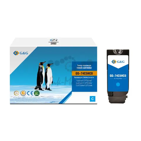 Совместимый лазерный картридж G&G GG-74C5HC0 (74C5HC0) для Lexmark CS720de, CS720dte, CS725dte, CS725de, 12000 стр., голубой