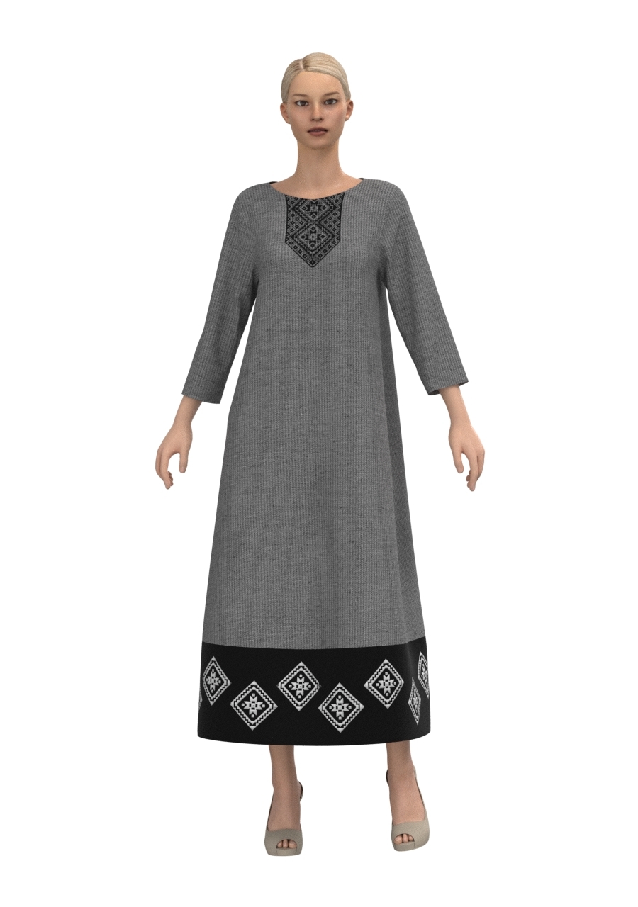 Малуша. Платье льняное с вышивкой на груди в этностиле  PL-421133