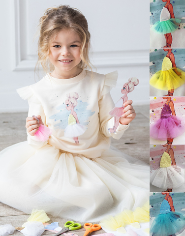 Interactive Sweatshirt Ballerina with 2 velcro dresses