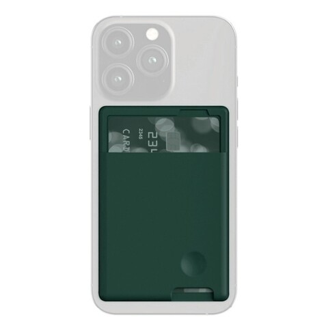 Силиконовый чехол для пластиковых карт / Картхолдер - кошелек на телефон Universal Wallet самоклеящийся универсальный (Зеленый)