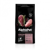 Сухой корм для взрослых стерилизованных кошек AlphaPet с уткой и индейкой 3 кг.