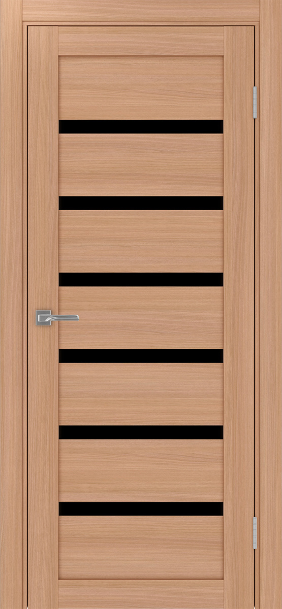 Дверь межкомнатная Оптима Порте Турин 507.12, цвет темный ясень, экошпон, стекло лакобель черное