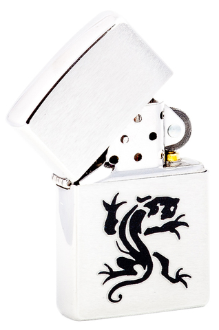 Зажигалка Zippo Panther с покрытием Brushed Chrome, латунь/сталь, серебристая, матовая, 36х12х56