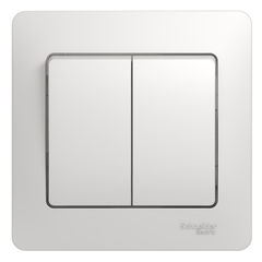 Schneider Electric Glossa Белый Выключатель 2-клавишный схема 5, в сборе с рамкой IP20 скрытая установка GSL000152