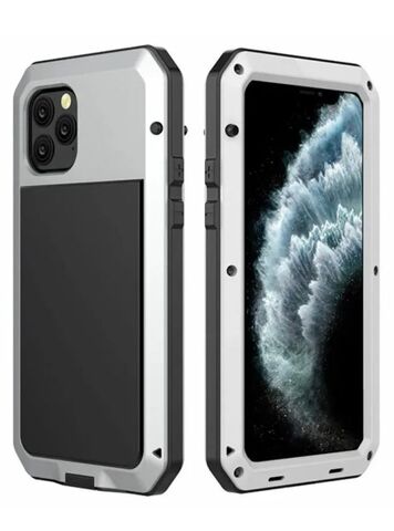 Бронированный противоударный чехол Taktik Extreme для iPhone 13 Pro серебристый / Тактик на Айфон 13 Про