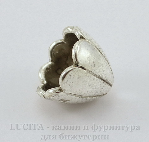 Шапочка для бусины "Тюльпан" (цвет - античное серебро) 17х15 мм