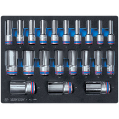 KING TONY (9-4221MRV) Набор глубоких торцевых головок 1/2", двенадцатигранные, 8-36 мм, ложемент, 21 предмет
